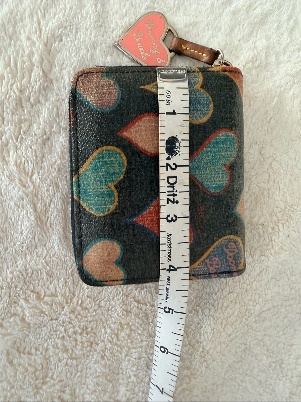 Dooney & Bourke Heart Print Zip Around Wallet Coin Purse - Picture 8 of 10